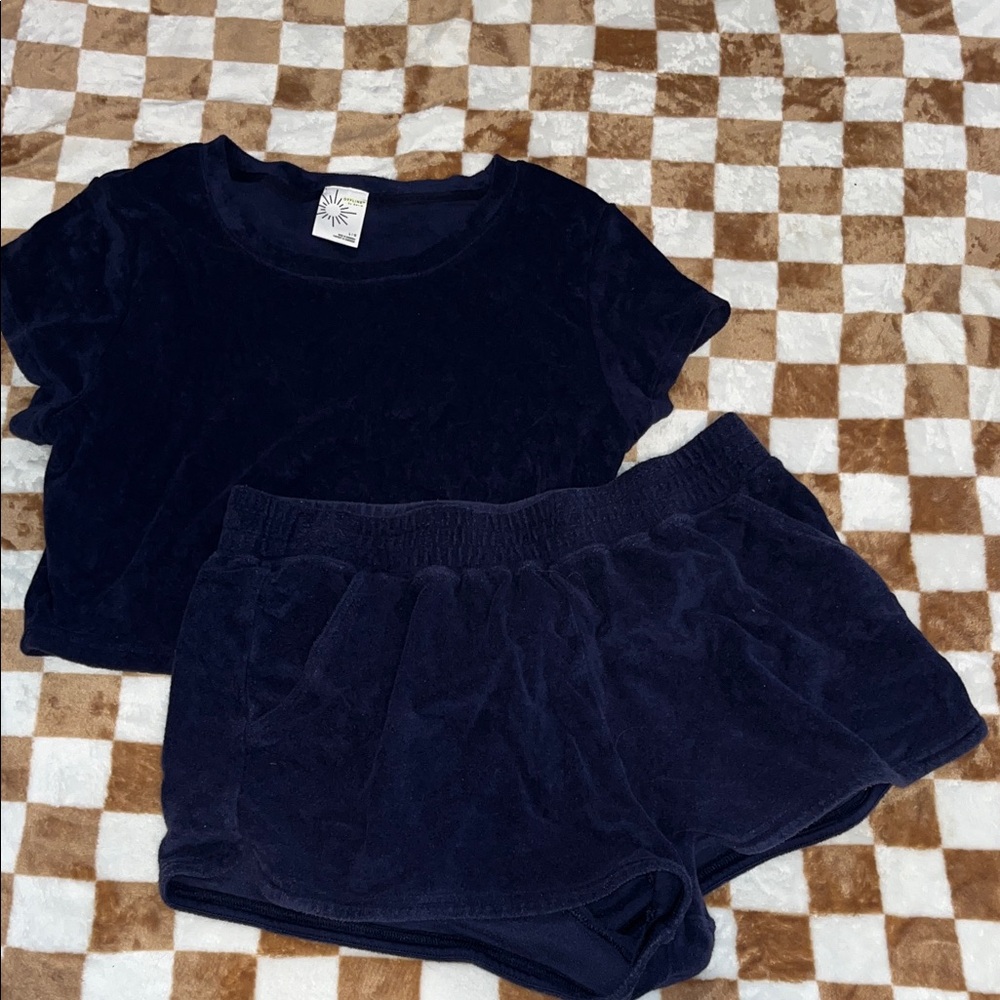 Navy Blue Velour Lounge Set